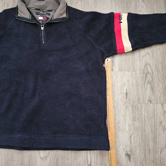 Tommy Hilfiger H/00 Navy Sherpa Fleece Quarter Zip Pullover – Men’s L - Picture 2 of 8